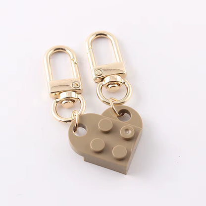 Couples Love Heart Brick Keychain Set