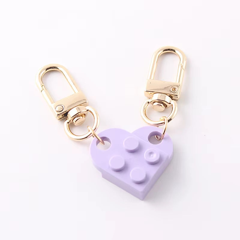 Couples Love Heart Brick Keychain Set