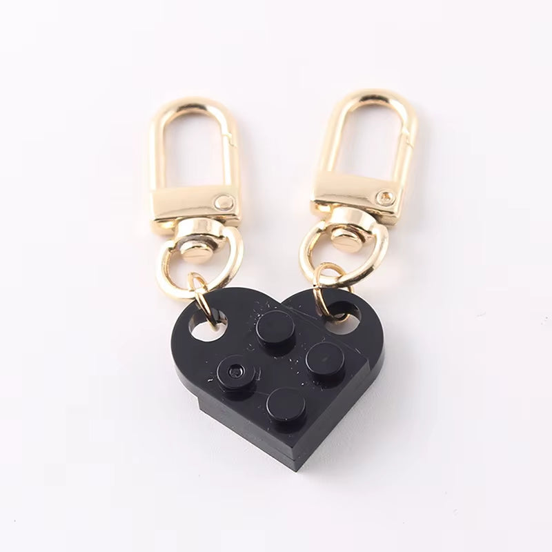 Couples Love Heart Brick Keychain Set