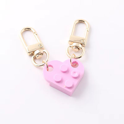 Couples Love Heart Brick Keychain Set