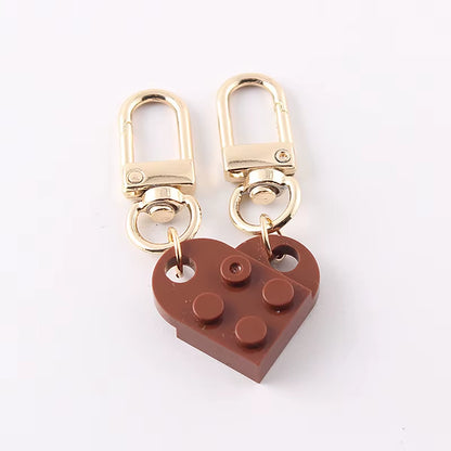 Couples Love Heart Brick Keychain Set