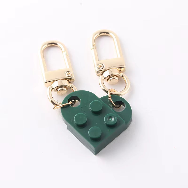 Couples Love Heart Brick Keychain Set