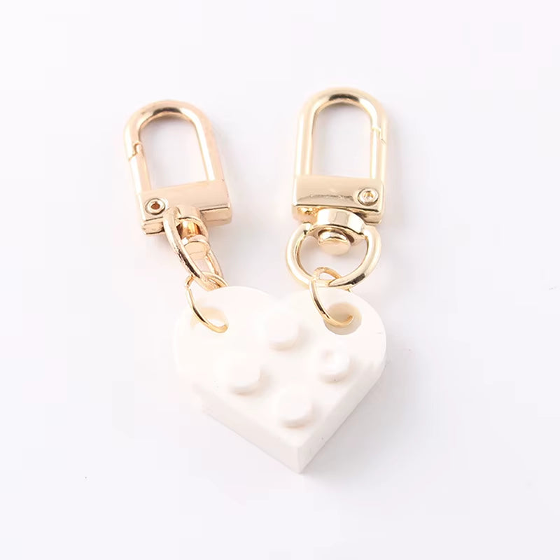 Couples Love Heart Brick Keychain Set