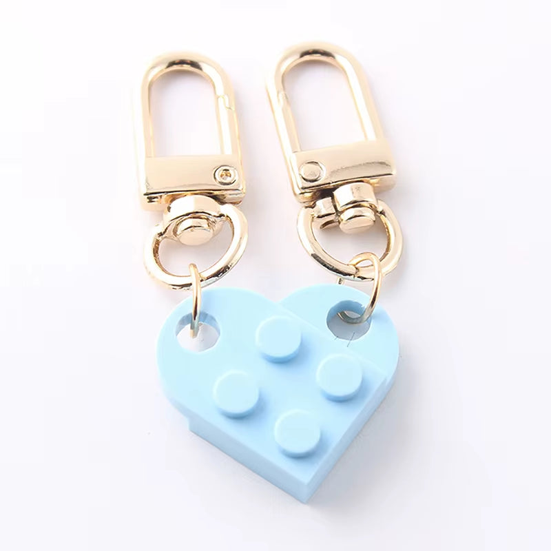 Couples Love Heart Brick Keychain Set