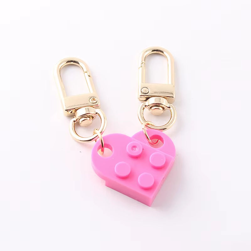 Couples Love Heart Brick Keychain Set