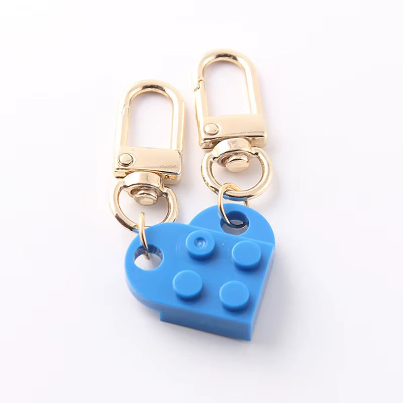 Couples Love Heart Brick Keychain Set