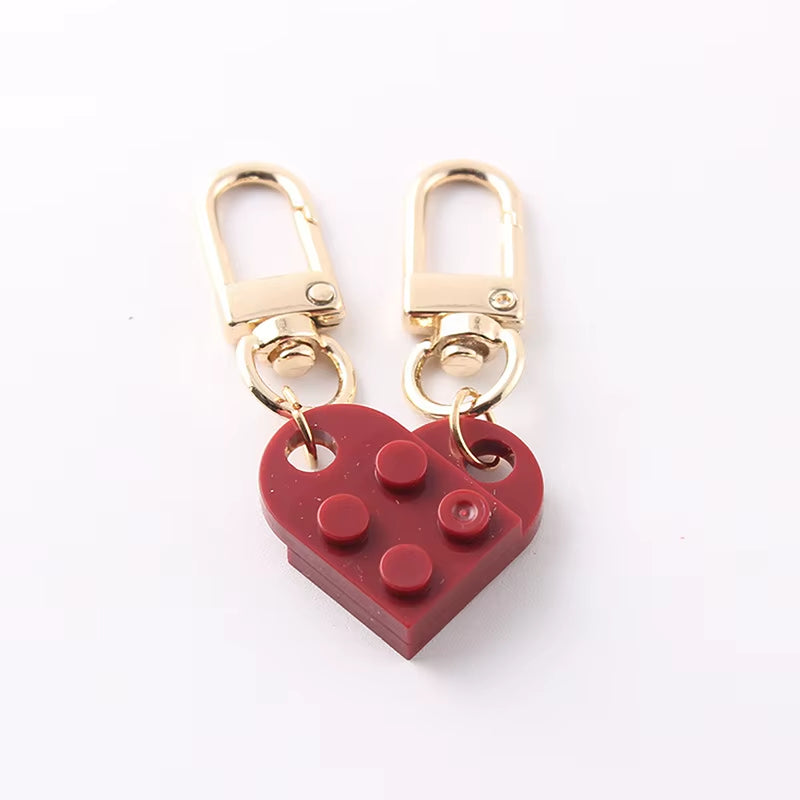 Couples Love Heart Brick Keychain Set