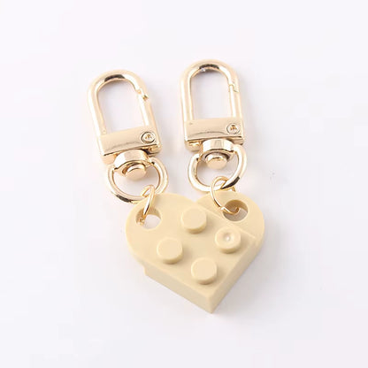 Couples Love Heart Brick Keychain Set