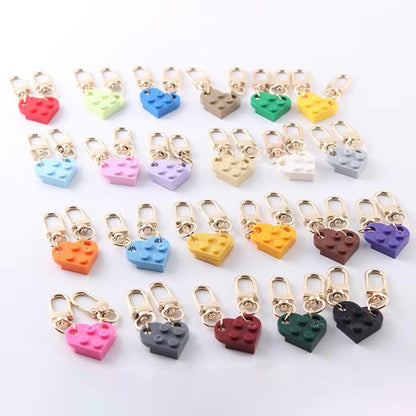 Couples Love Heart Brick Keychain Set