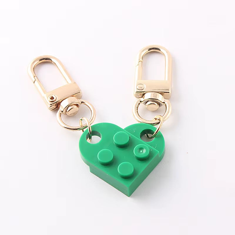 Couples Love Heart Brick Keychain Set