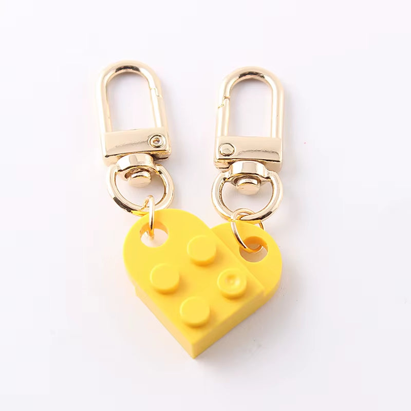 Couples Love Heart Brick Keychain Set