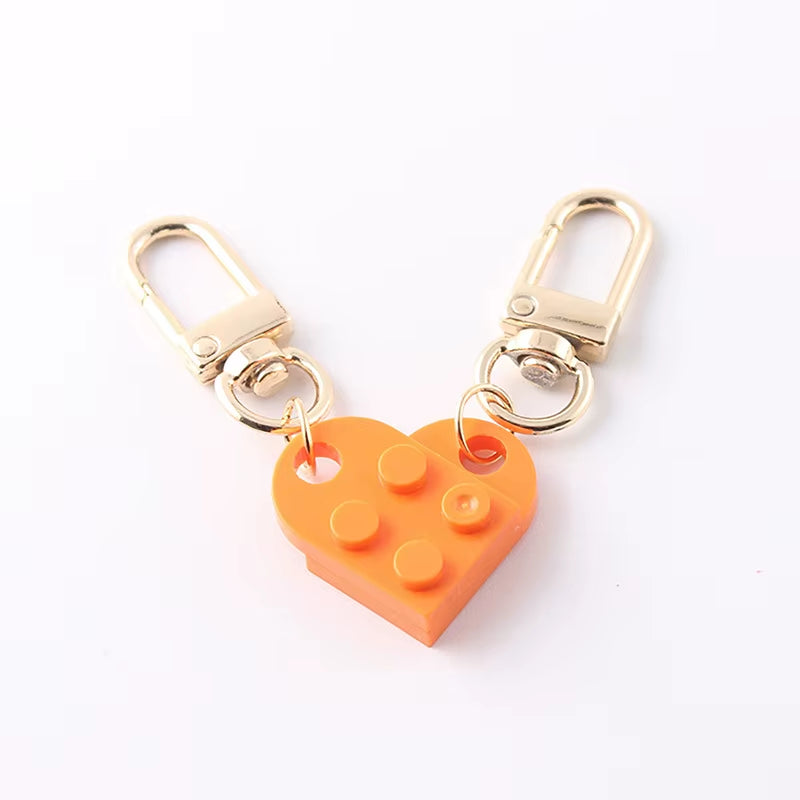 Couples Love Heart Brick Keychain Set