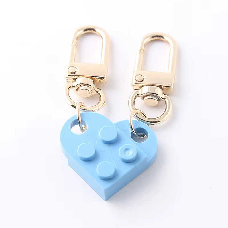 Couples Love Heart Brick Keychain Set