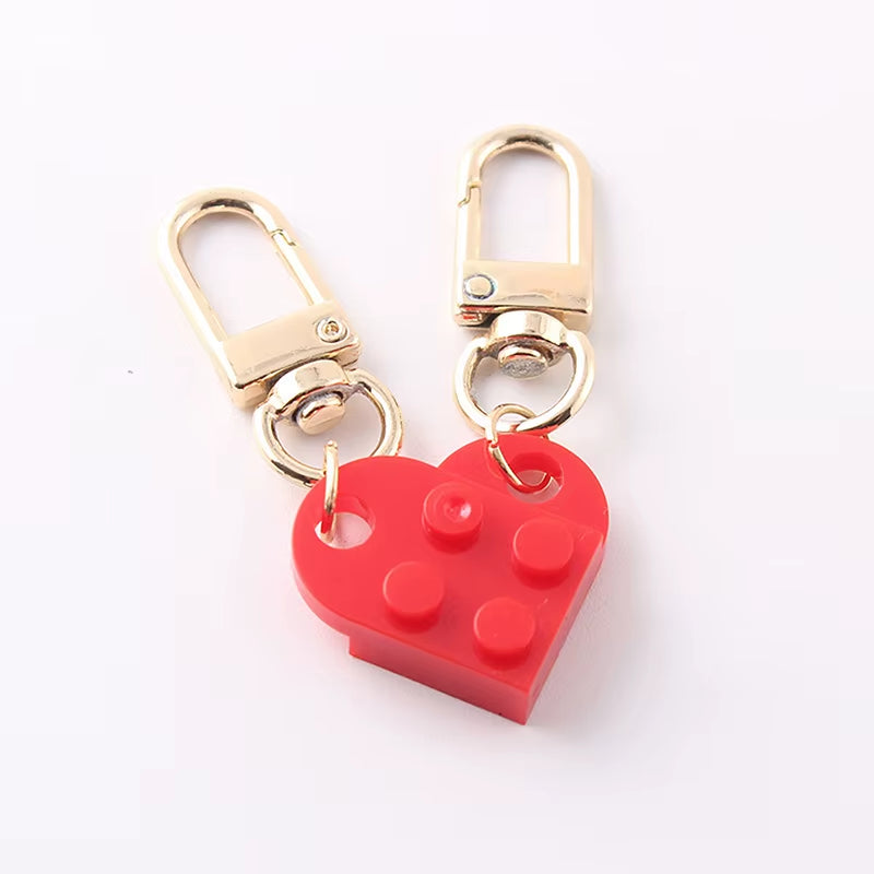 Couples Love Heart Brick Keychain Set