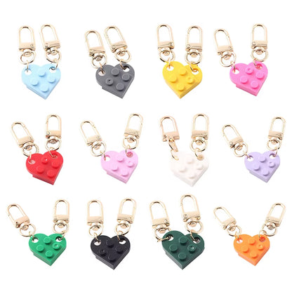 Couples Love Heart Brick Keychain Set