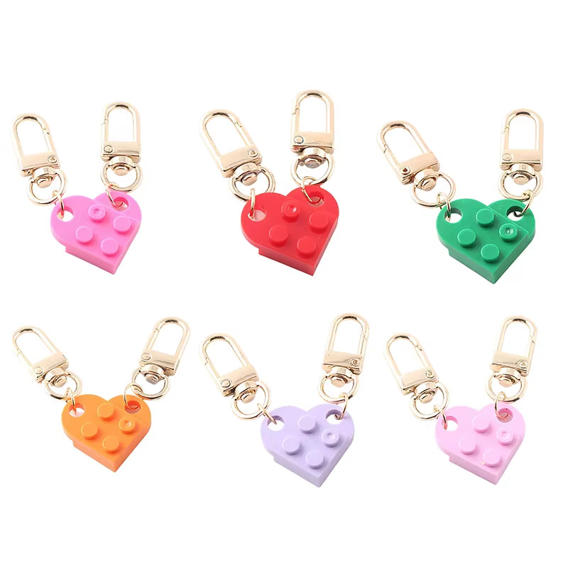 Couples Love Heart Brick Keychain Set