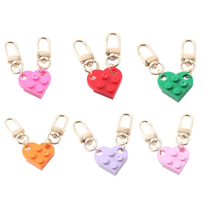 Couples Love Heart Brick Keychain Set