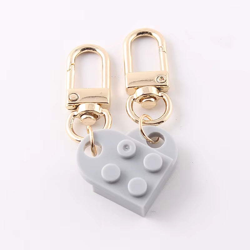 Couples Love Heart Brick Keychain Set