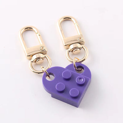 Couples Love Heart Brick Keychain Set