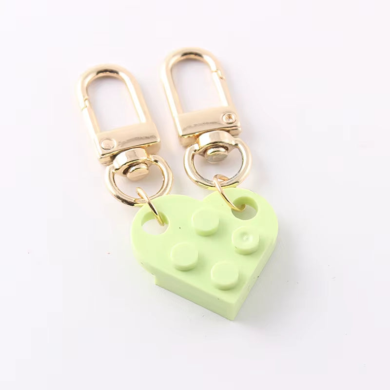 Couples Love Heart Brick Keychain Set